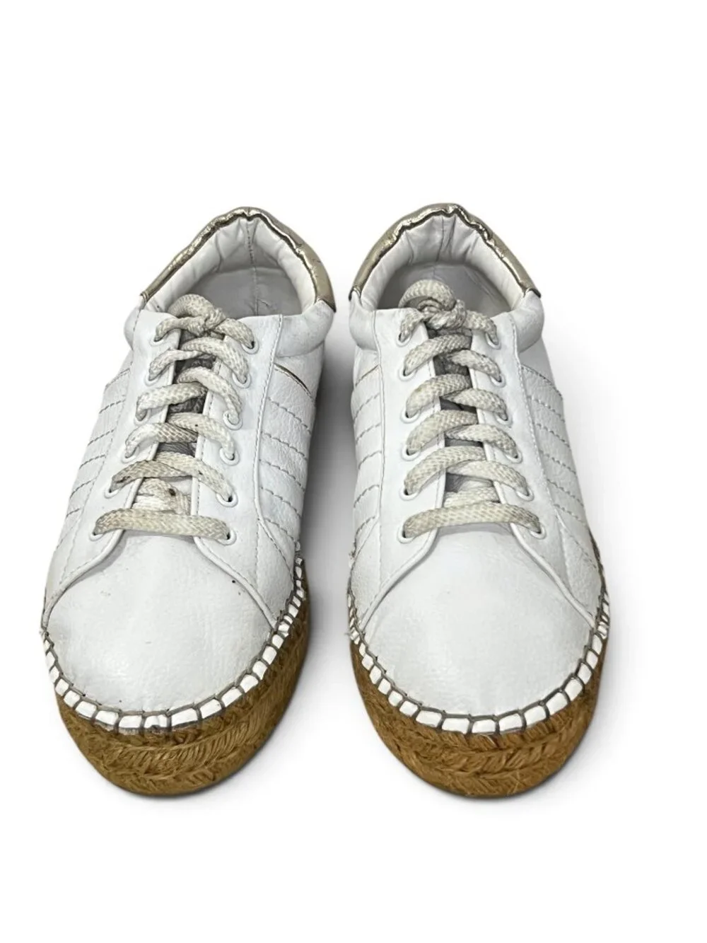 Steven by Steve Madden White Espadrille Sneakers With Gold Accent Size 7.5B